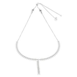 Herringbone Collection |  Herringbone Lariat Necklace | White & Silver